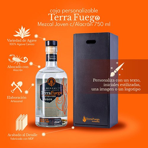 Caja Personalizable Mezcal Joven con Alacrán Terrafuego 750ml - Image 2