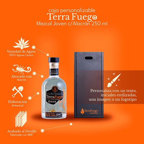 Caja Personalizable Mezcal Joven con Alacrán Terrafuego 250ml - Image 3