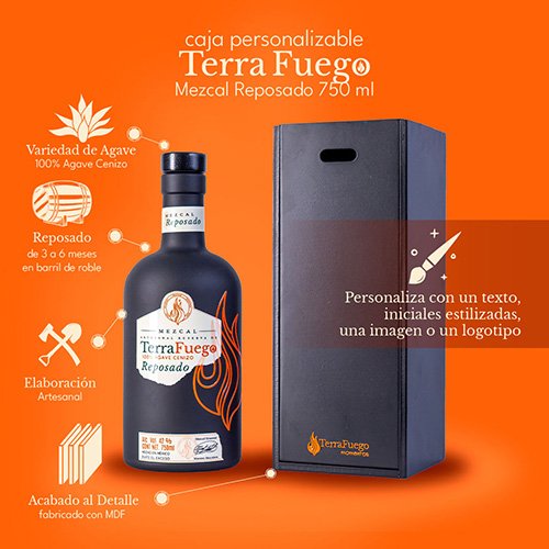 Caja Personalizable Mezcal Reposado Terrafuego 750ml - Image 2