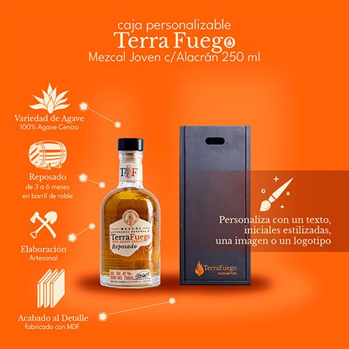 Caja Personalizable Mezcal Reposado Terrafuego 250ml - Image 2