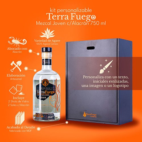 Kit Personalizable Mezcal Joven con Alacrán Terrafuego 750ml - Image 2